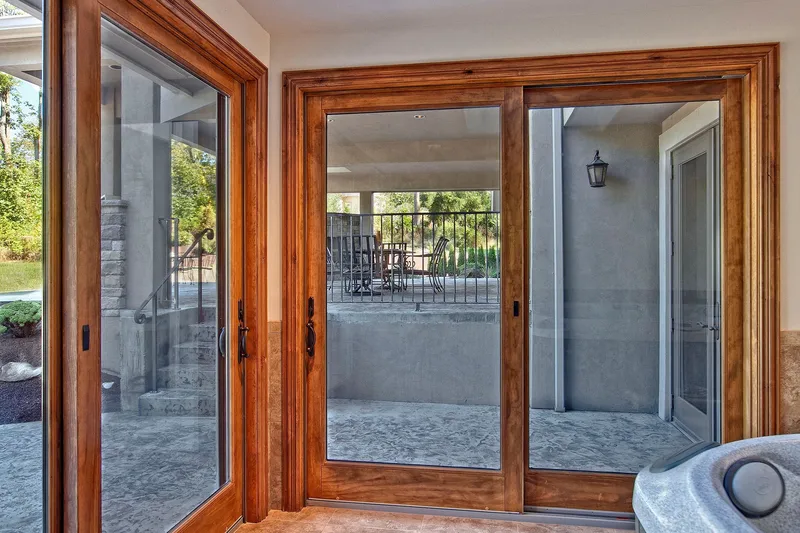 Bear Creek: Glazed doors opening to the covered patio
