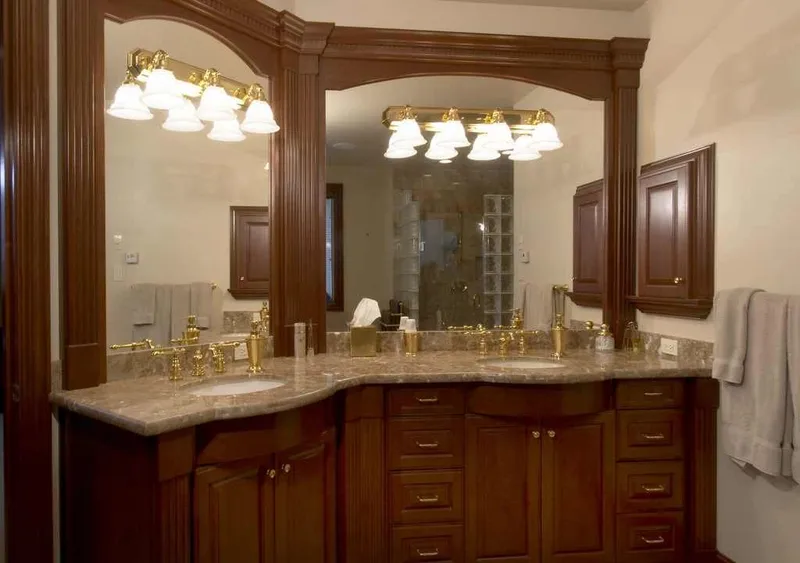 Duvall Valley: Alternate view of the bathroom vanity and tiled shower