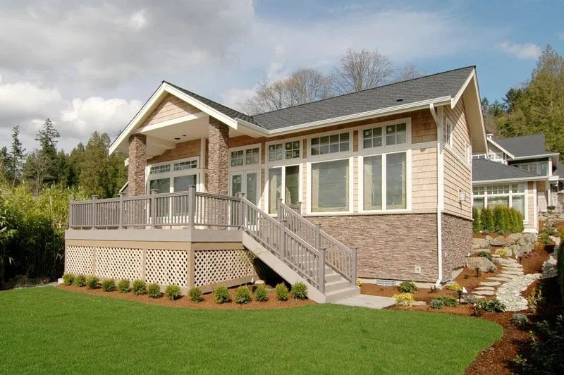 Eagle Shores, Lot 2: Rear exterior and deck from the lawn