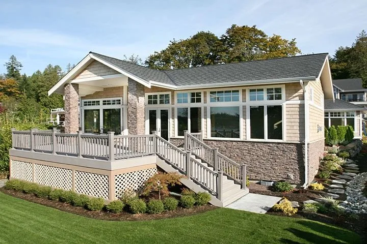 Eagle Shores, Lot 2: Exterior with a covered deck and broad windows