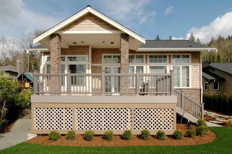 Eagle Shores, Lot 2: Covered deck beneath a timber gable