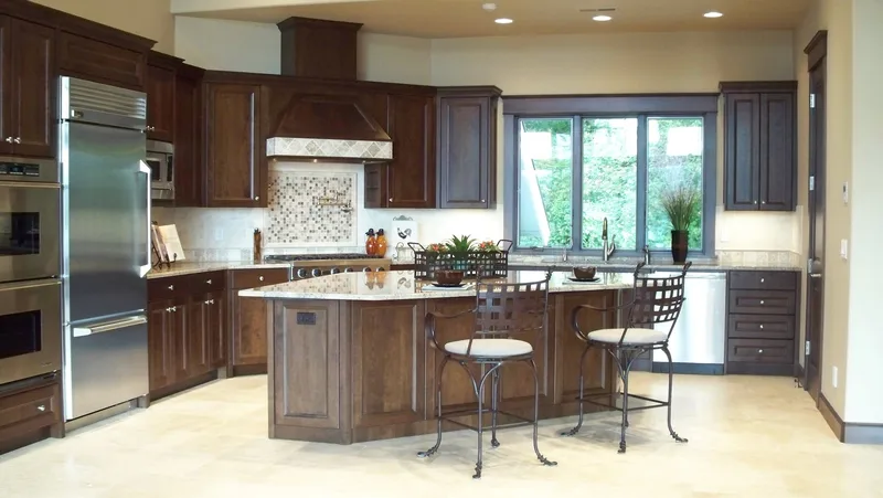 Eagle Shores, Lot 3: Kitchen with a broad island and wood cabinetry