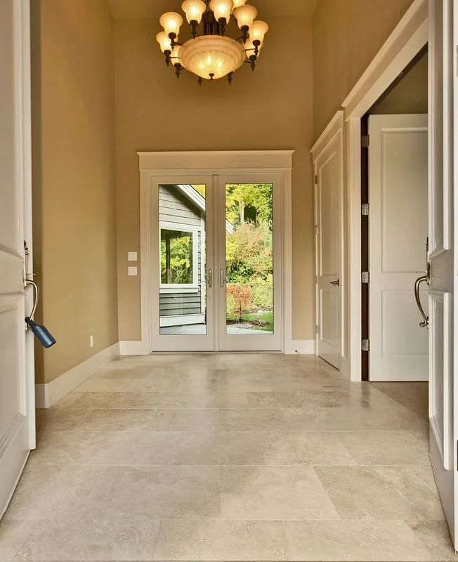 Eagle Shores, Lot 3: Entry hall with chandelier and glazed front doors