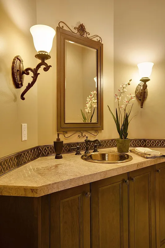 Eagle Shores, Lot 3: Powder-room vanity and wall sconces