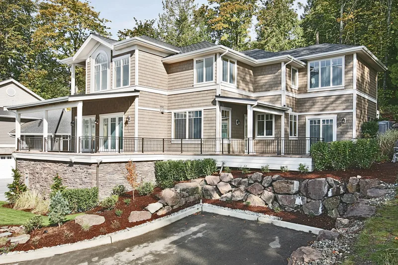 Eagle Shores, Lot 4: Side exterior and landscaped retaining walls