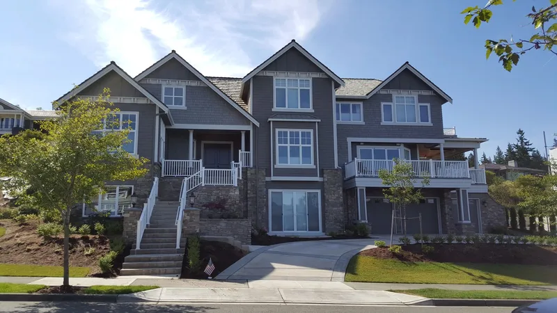 Issaquah Highlands: Front exterior and landscaped entry steps