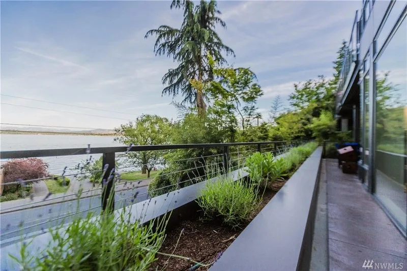 Lake Washington, Madrona: Planted terrace walkway overlooking the lake