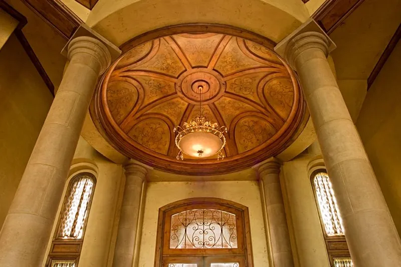 Mercer Island waterfront: Decorative domed ceiling above the front entry
