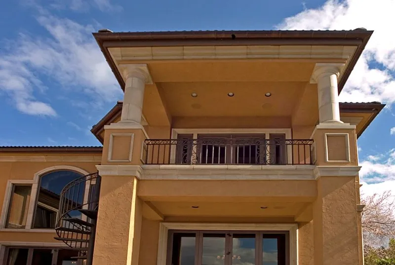 Mercer Island waterfront: Rear elevation with a deep covered balcony