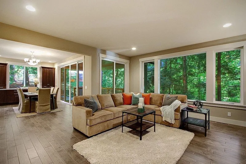 Redmond: Open living, dining and kitchen spaces