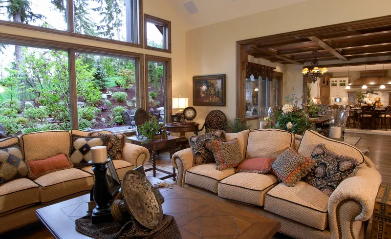 Woodinville Craftsman: Great room seating with views toward the dining area